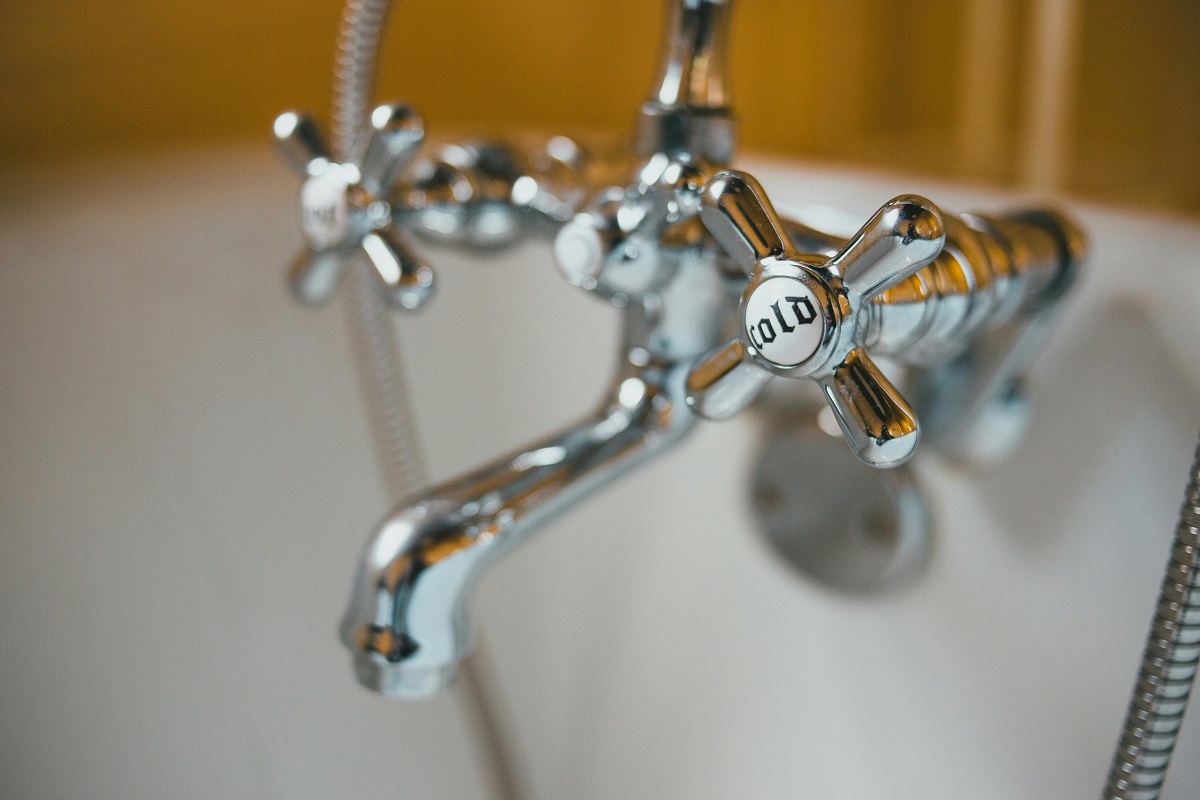 close-up of a bathtub faucet
